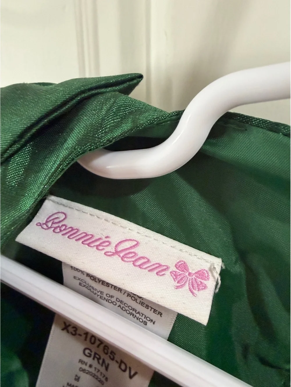 Bonnie Jean Girls Green Formal Dress Size 6 with Tulle and Decorative Waistband